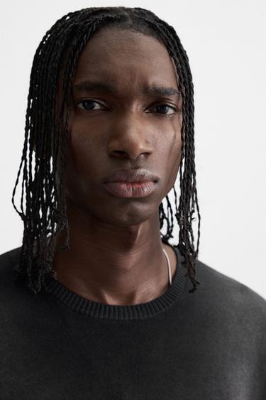 SPRAY PRINT KNIT T-SHIRT - Black by Zara - Image 4