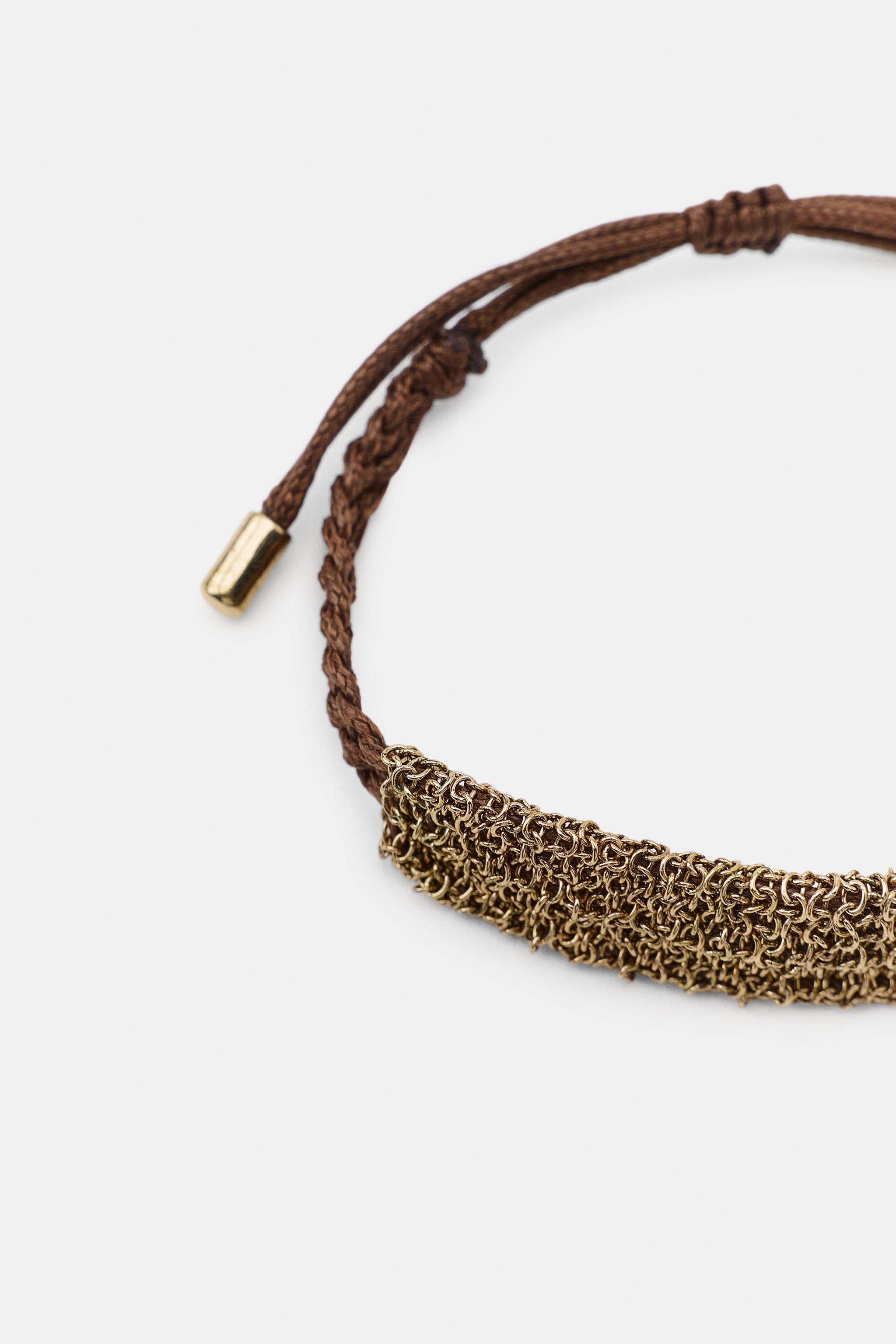 Женские аксессуары Zara 2-PACK MESH AND JEWEL BRACELETS — фото 4