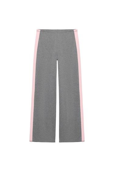 STRAIGHT FIT TROUSERS WITH SIDE STRIPE - Grey marl by Zara
