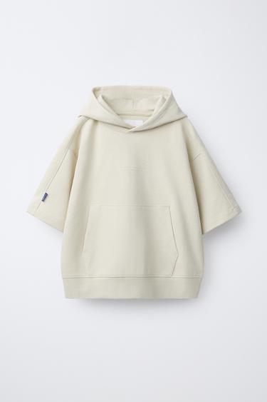 ENSEMBLE SWEAT À CAPUCHE ET BERMUDA INTERLOCK - Écru moyen de Zara - Image 1
