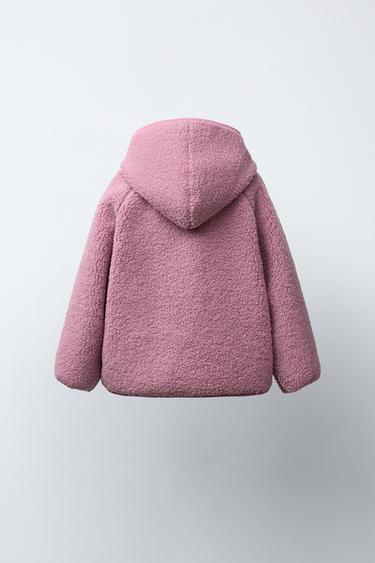 VESTE EFFET MOUTON À CAPUCHE - Rose de Zara - Image 3