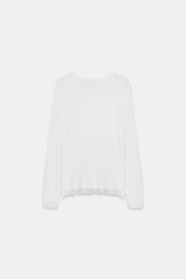 KNIT JUMPER WITH LACE - White by Zara - Image 8