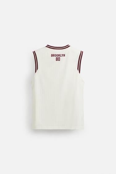 CONTRAST VARSITY TANK TOP - Ecru by Zara - Image 8