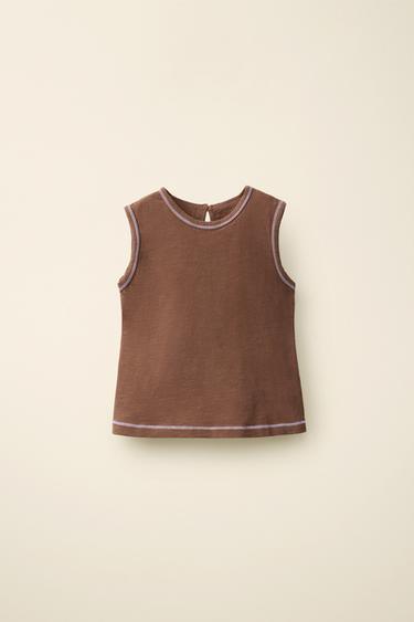 T-SHIRT MIT NÄHTEN CREATED BY CARAMEL LONDON X ZARA - Braun von Zara