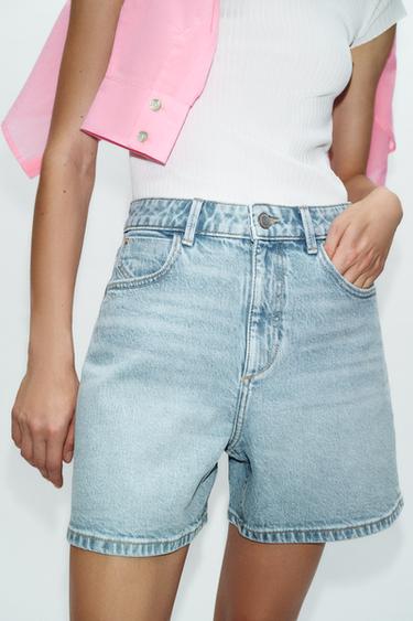 Z1975 MOM FIT SHORTS - Light blue by Zara