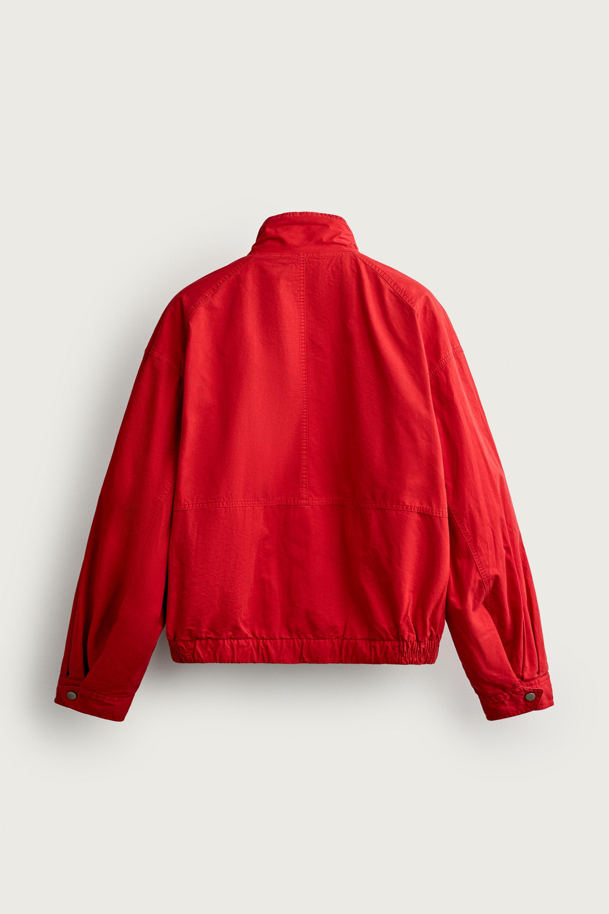 CONTRAST RELAXED FIT JACKET — Red