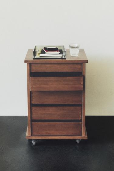WOODEN DRAWER UNIT WITH WHEELS - Brown by Zara