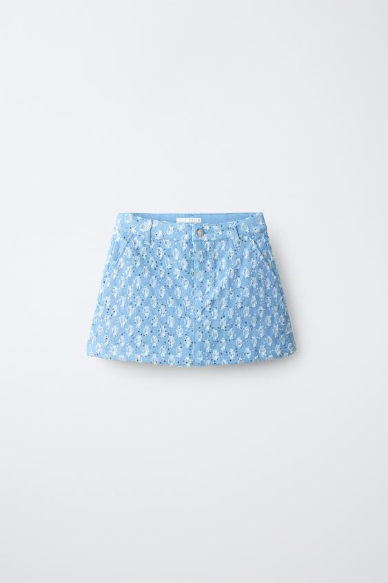 SEQUIN DENIM SKIRT - Light blue by Zara - Image 0