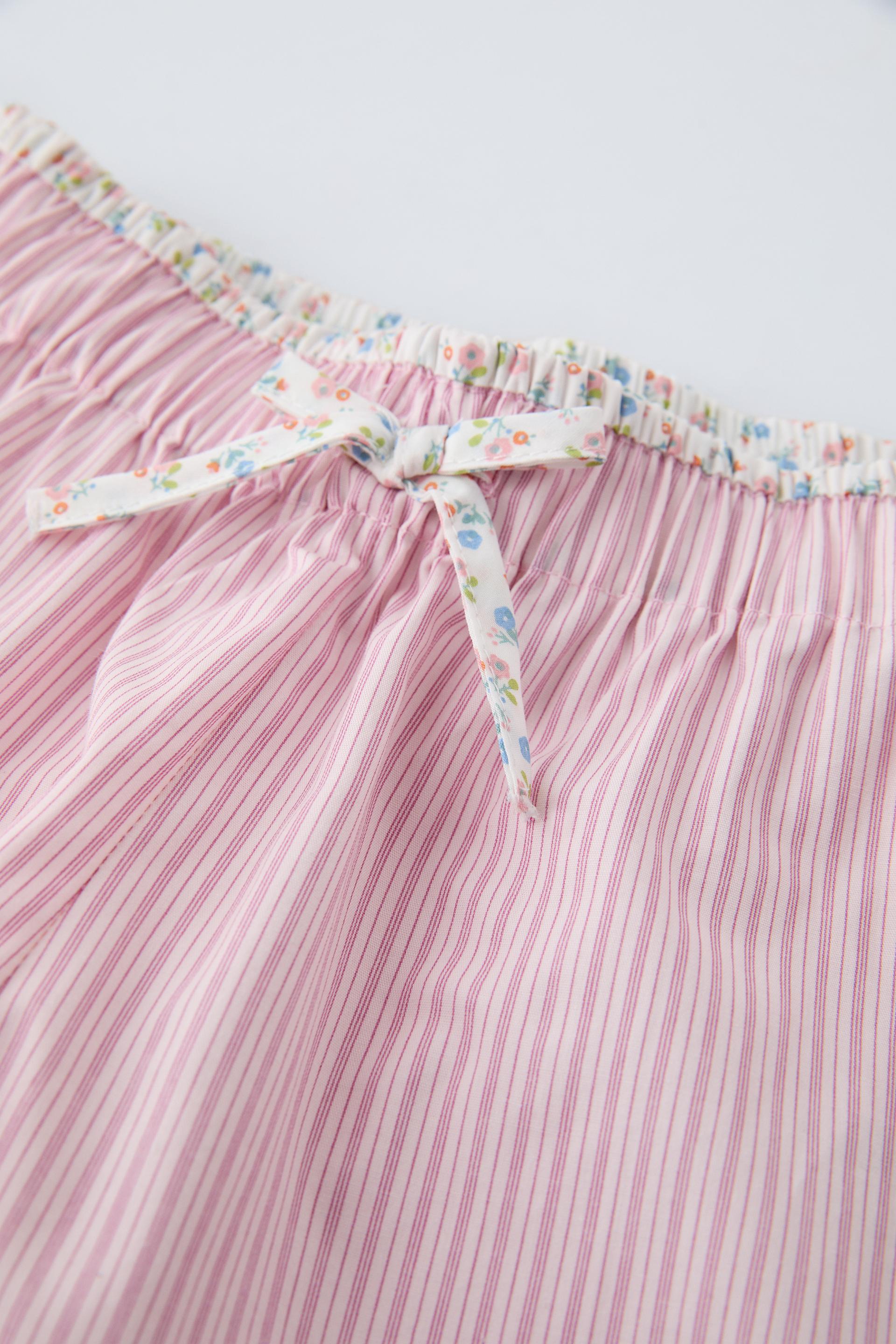 STRIPED POPLIN TROUSERS - Pink