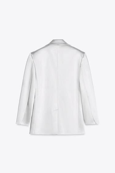 OVERSIZE SATIN BLAZER - Pearl grey by Zara - Image 5
