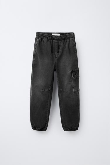 DENIM CARGO JOGGERS - Black by Zara