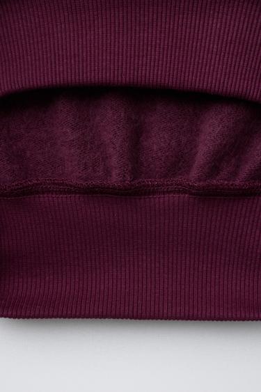 Zara TEXT HOODIE SWEATSHIRT - Burgundy