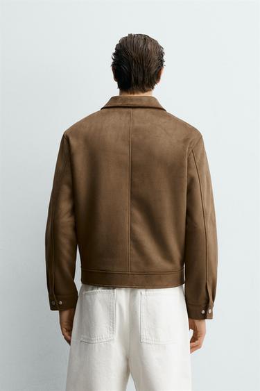 BLOUSON COURT regular fit EFFET DAIM - Marron clair de Zara - Image 2