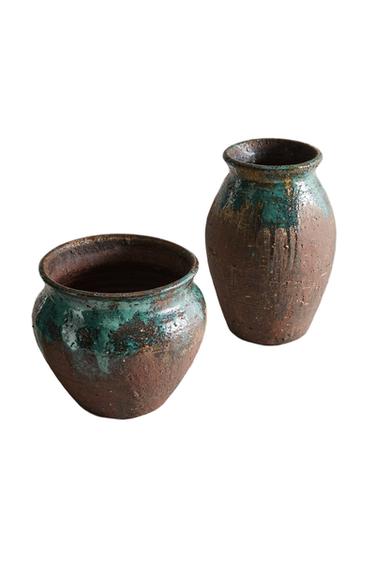 Zara TERRACOTTA DRIP VASE - Khaki