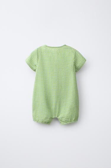 BODY TEXTURÉ À CARREAUX - Vert clair de Zara - Image 1
