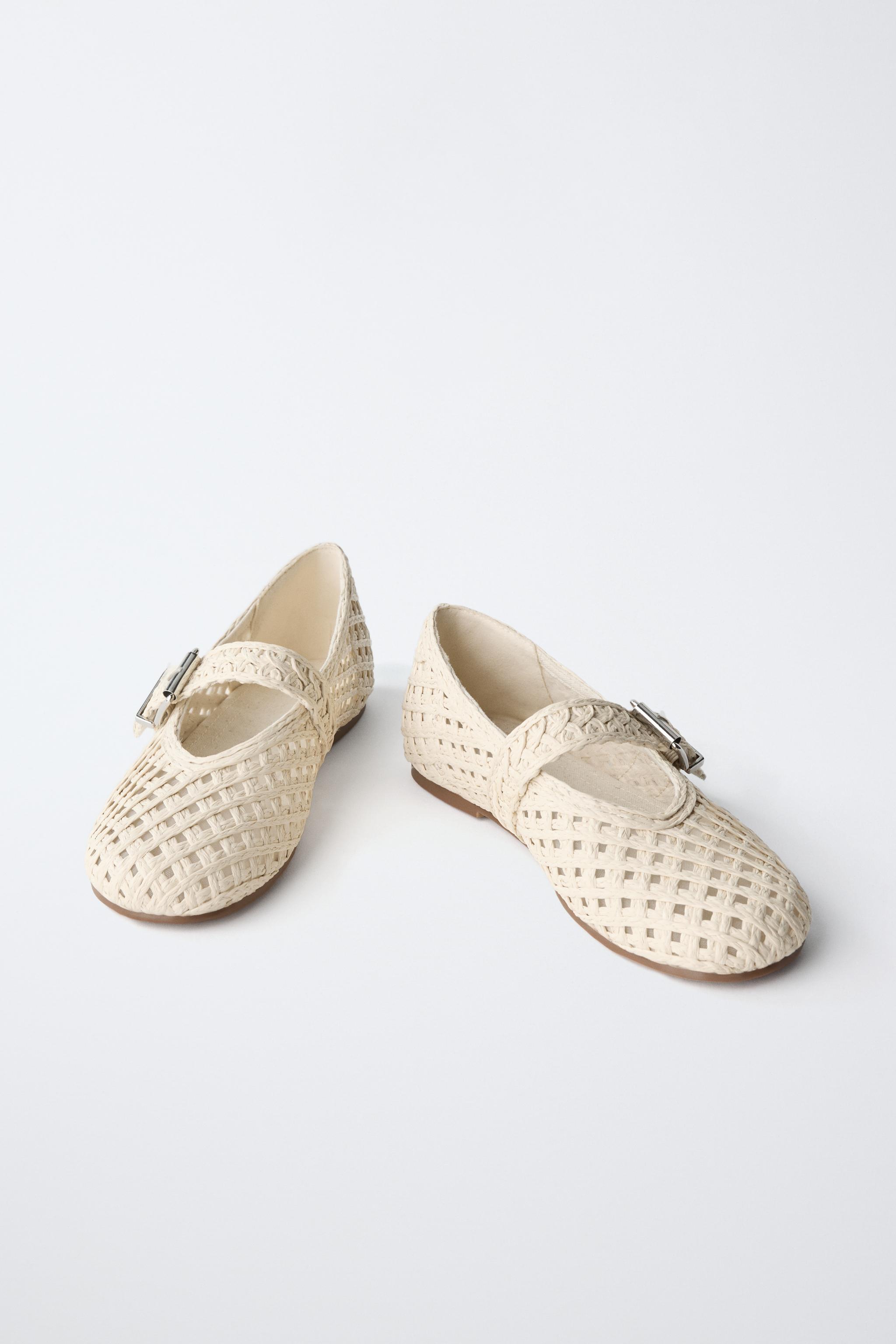 Обувь Zara RAFFIA EFFECT BALLET FLATS — фото 3