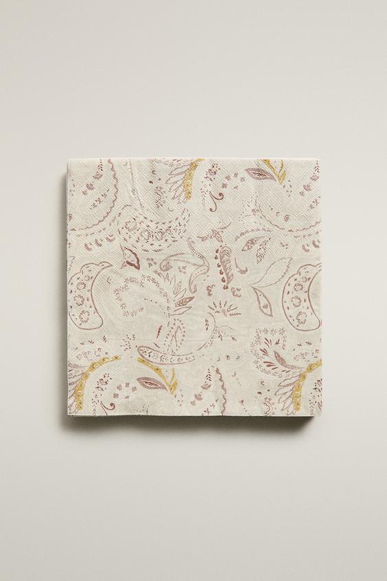 CONJUNTO DE GUARDANAPOS DE PAPEL PAISLEY (CONJUNTO DE 20) - Bege da Zara - Imagem 0