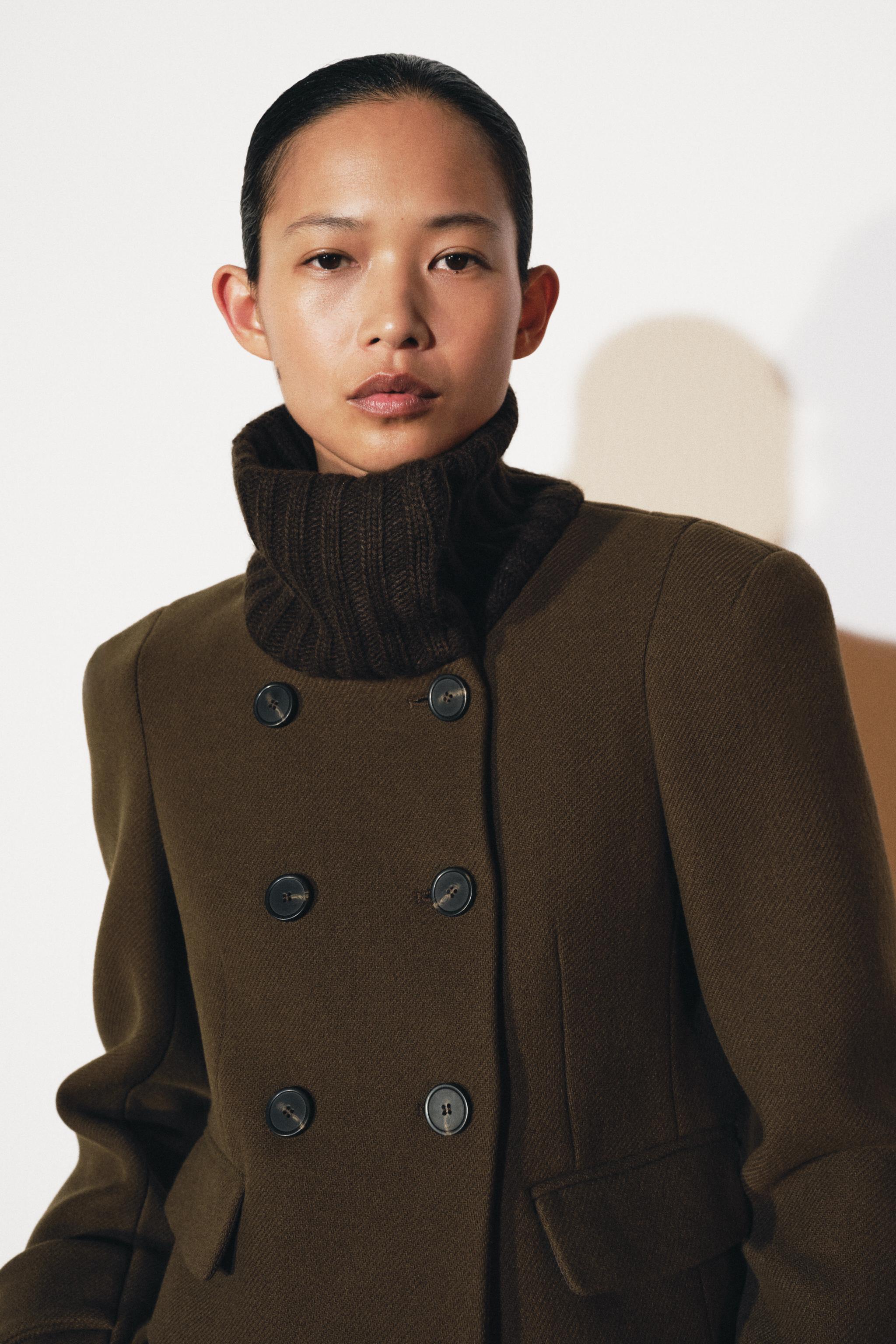 Manteau court combiné avec laine ZW COLLECTION