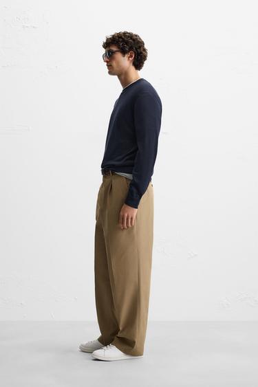 COTTON AND SILK SWEATER - Navy blue by Zara - Image 3