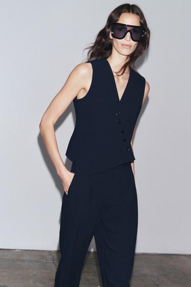 ZW COLLECTION ASYMMETRIC WAISTCOAT - Navy blue by Zara - Image 3