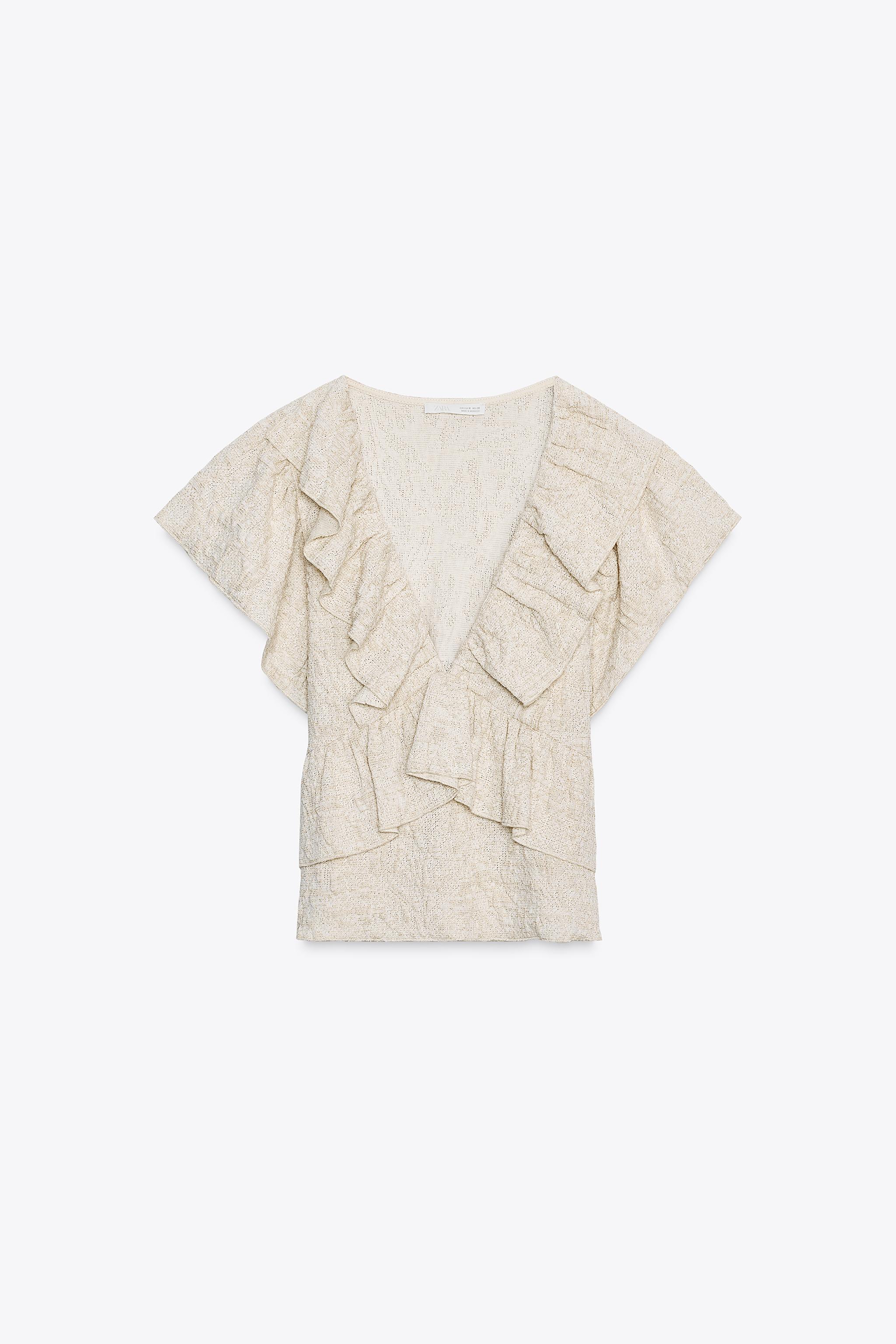 METALLIC THREAD JACQUARD TOP - Golden | ZARA United States