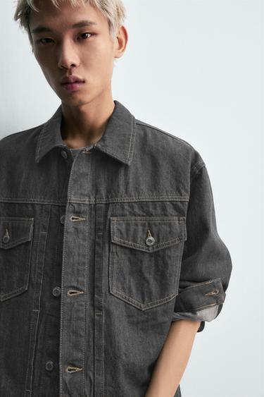 VESTE EN DENIM OVERSIZE - Gris de Zara - Image 4