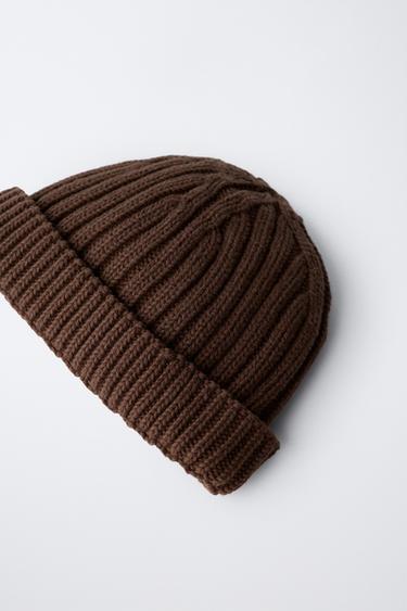CHUNKY KNIT BEANIE - Brown by Zara - Image 1