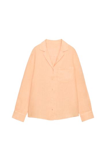 LEINENHEMD MIT TASCHE ZW COLLECTION - Mandarine von Zara