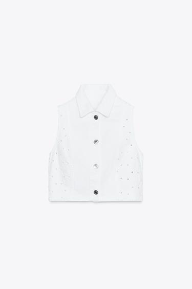 GILET Z1975 BRODÉ ET PERFORÉ - Blanc de Zara - Image 4