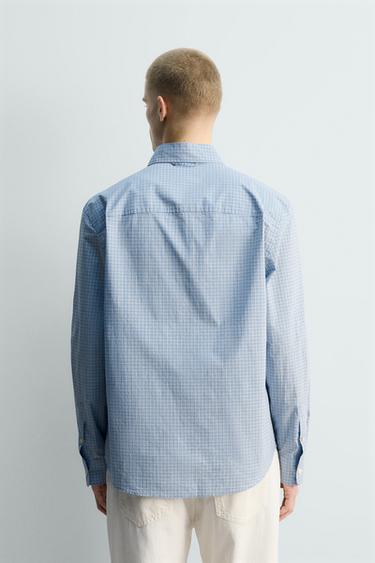 RELAXED FIT CHECK SHIRT - Sky blue by Zara - Image 2