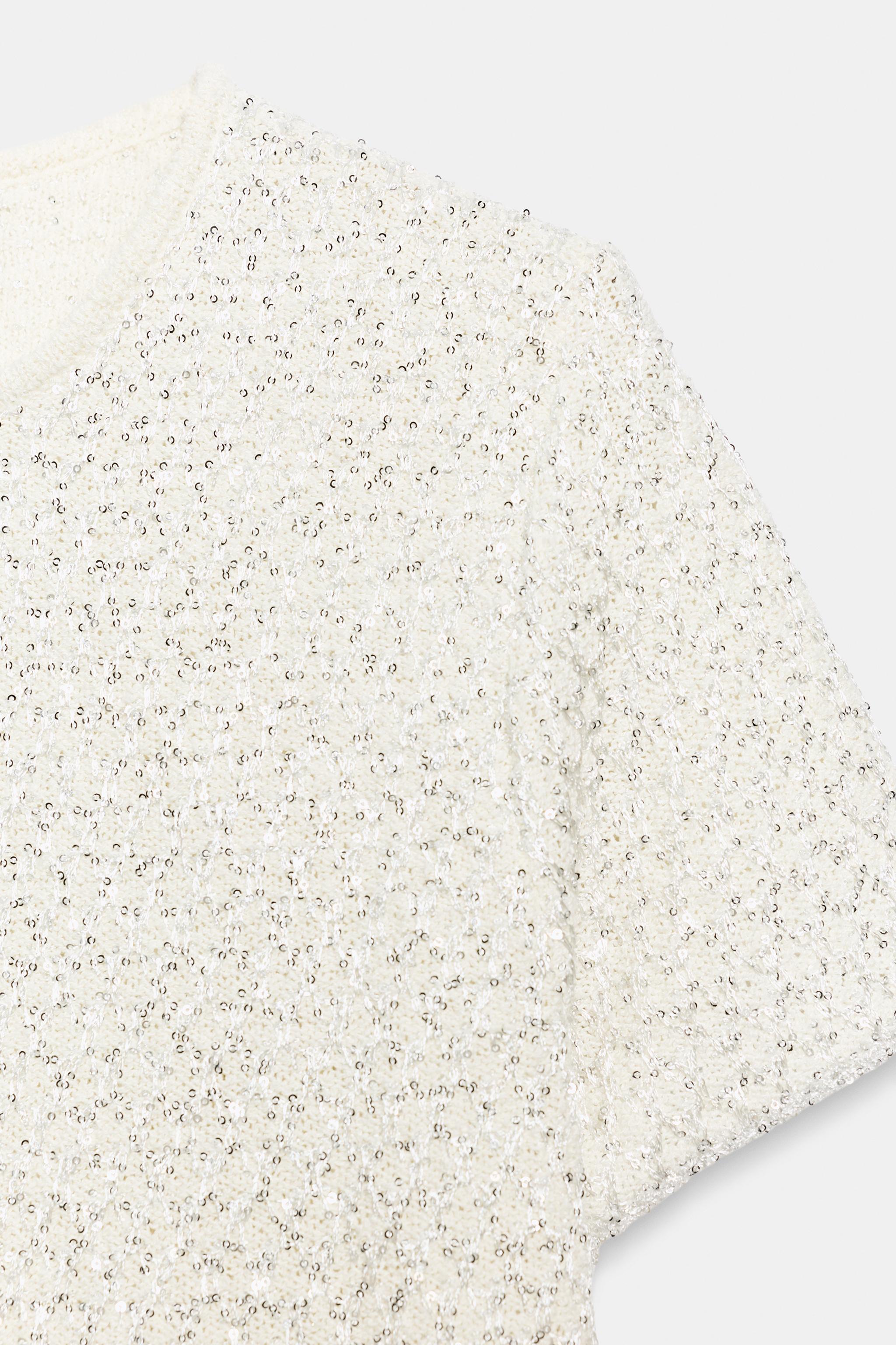 Женские кардиганы Zara SEQUIN AND METALLIC THREAD CARDIGAN — фото 9