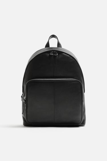 Zara LEATHER BACKPACK - Black