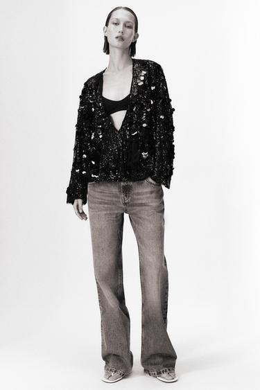 ZW COLLECTION SEQUIN KIMONO - Black by Zara - Image 0