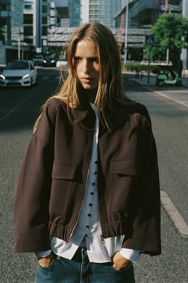 JACKET WITH POCKETS - Brown by Zara