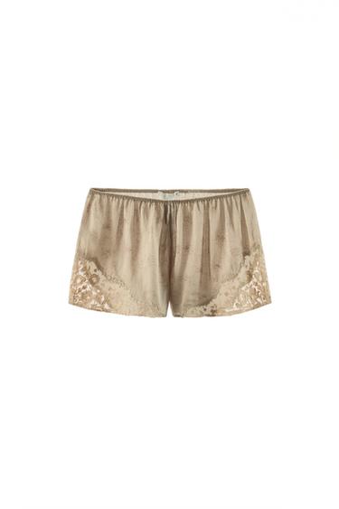 ZW COLLECTION EMBROIDERED SHORTS - Grey / Beige by Zara