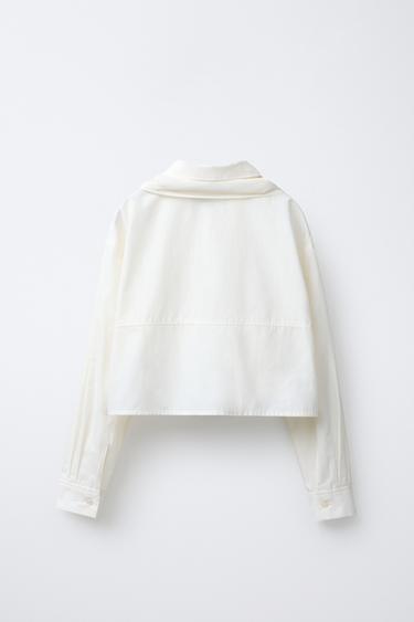 CROPPED SHIRT WITH DETACHABLE SCARF - Oyster-white by Zara - Image 2