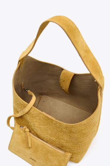 SAC TRESSÉ EN DAIM - Jaune de Zara - Image 7