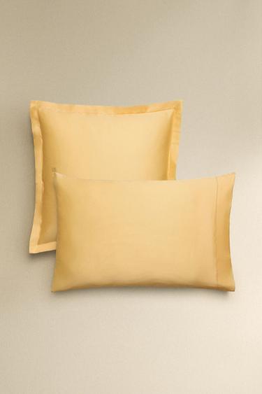 KOPFKISSENBEZUG SATIN BORTE (FADENDICHTE 300) - Gelb von Zara
