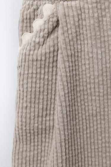 SALOPETTE LONGUE EN VELOURS CÔTELÉ ONDULÉ - Marron / Taupe de Zara - Image 3