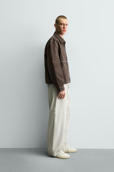 BLOUSON COUPE BOX COUPE CONTRASTE - Marron de Zara - Image 3