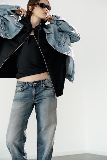 Zara TRF LOW RISE WIDE LEG JEANS - Mid-blue