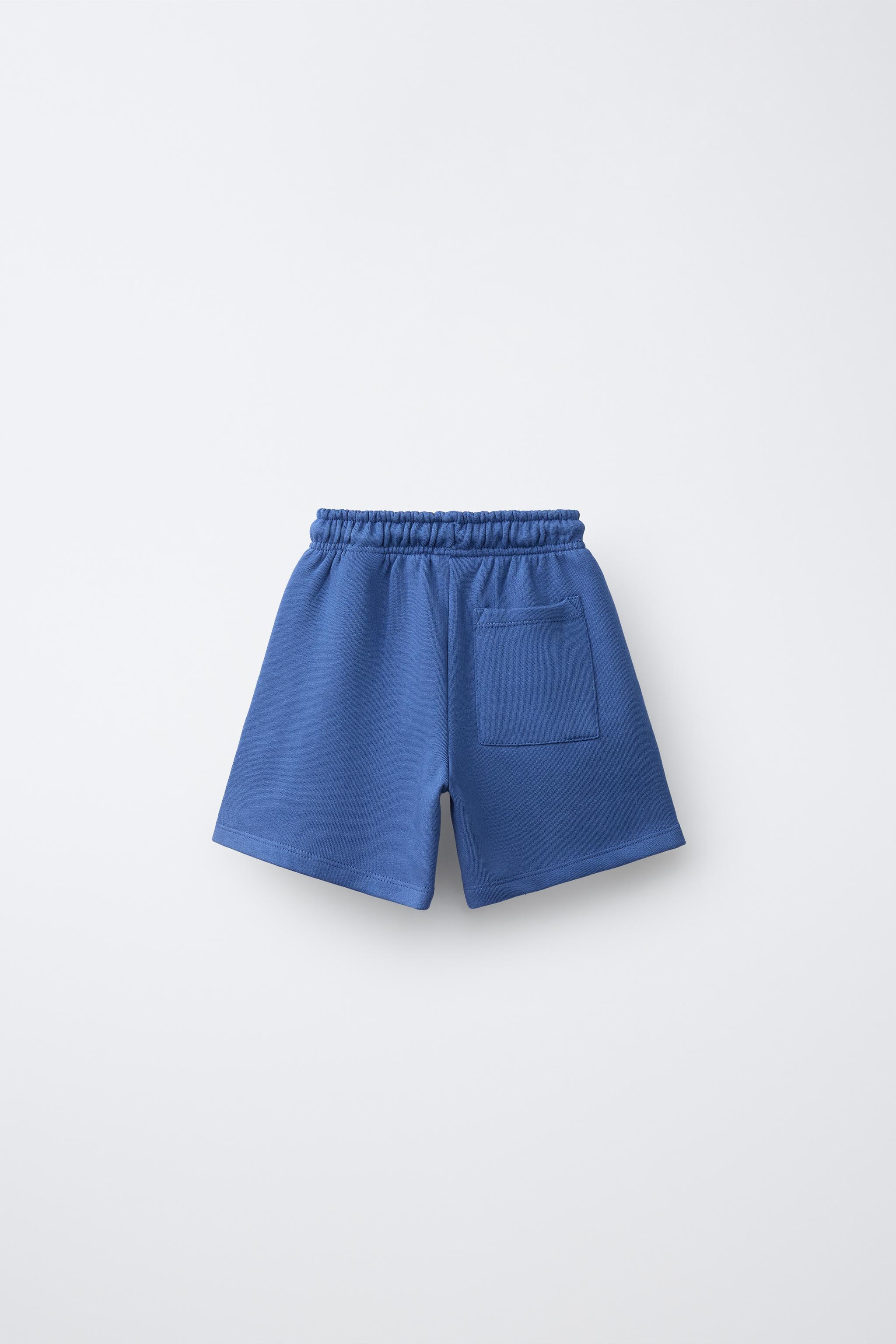 SLOGAN PRINT BERMUDA SHORTS — Blue