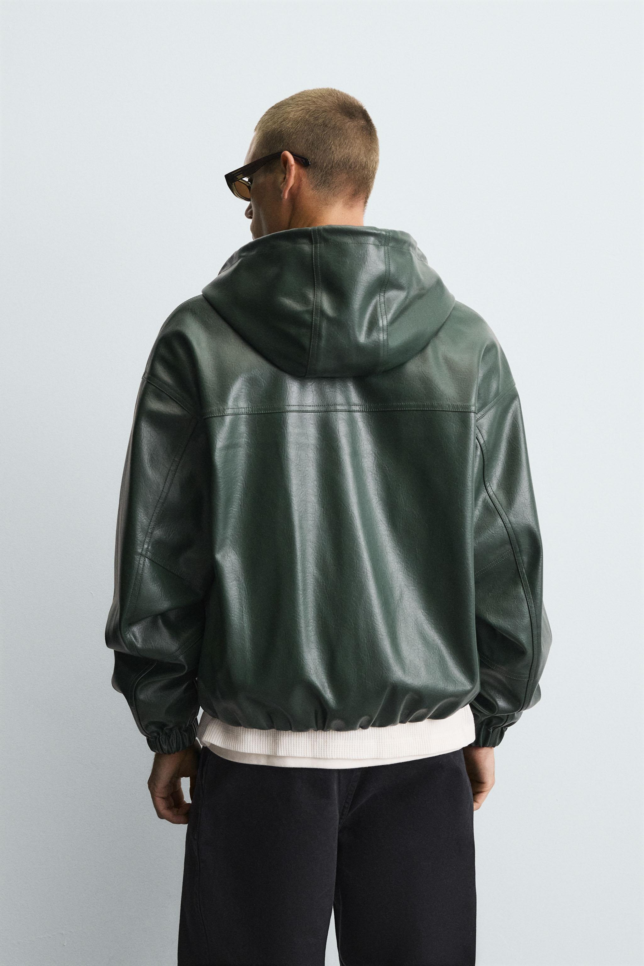 ジャケット・アウター ZARA LEATHER EFFECT HOODED JACKET SIZE S HOODED LEATHER EFFECT JACKET - Black | ZARA Spain