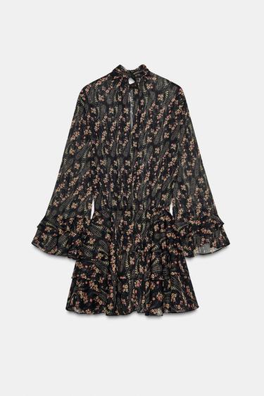 ROBE GAZE DE COTTON À IMPRIMÉ FLEURS - Noir or de Zara - Image 6
