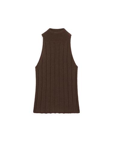 Top à emmanchures  américaines en coton mélangé - Chocolat de Zara