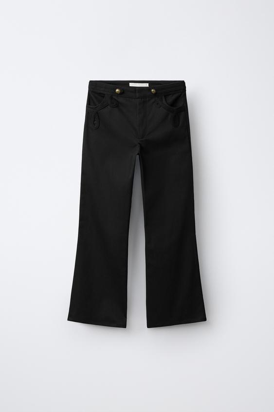 BUTTONED FLARED TROUSERS - Black de Zara - Imagen 0