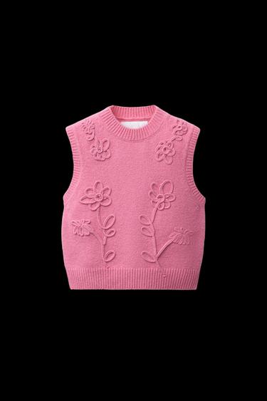 CHALECO PUNTO FLORES - Chicle de Zara - Imagen 0