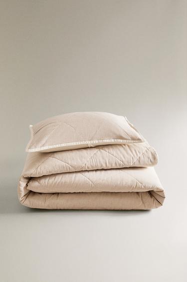 Zaras RANDIGT BOMULLSÖVERKAST FÖR BARN - Brun - Bild 0