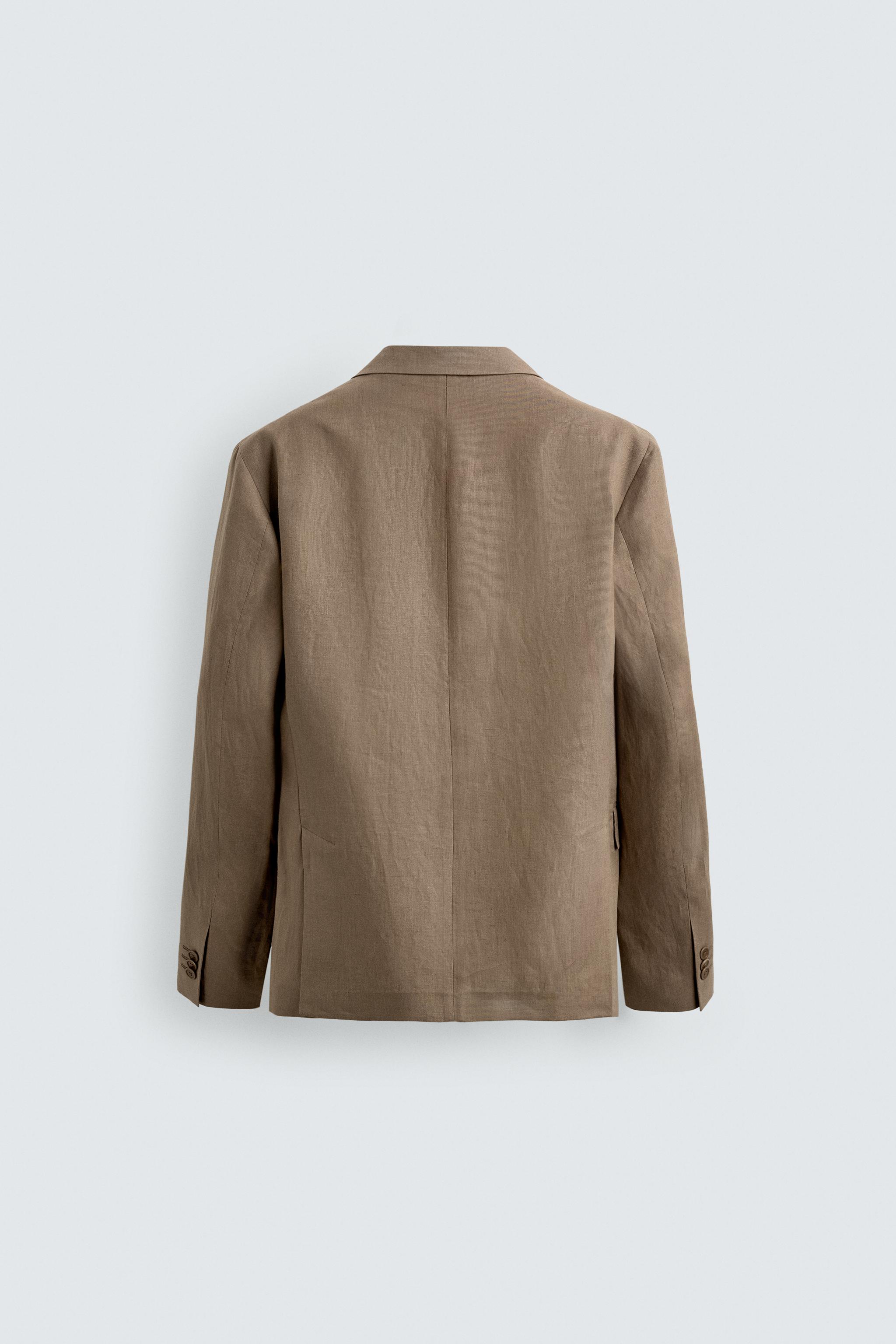 リネン100%ダブルブレストスーツブレザー - ライトミンク | ZARA Japan