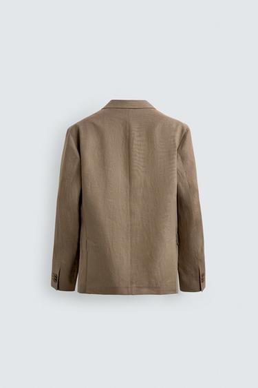 VESTE DE COSTUME CROISÉE 100% LIN - Vison clair de Zara - Image 7